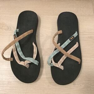 Teva Black Foam Multicolor Slip On‎ Outdoor Beach Olowahu Flip Flops Size 11